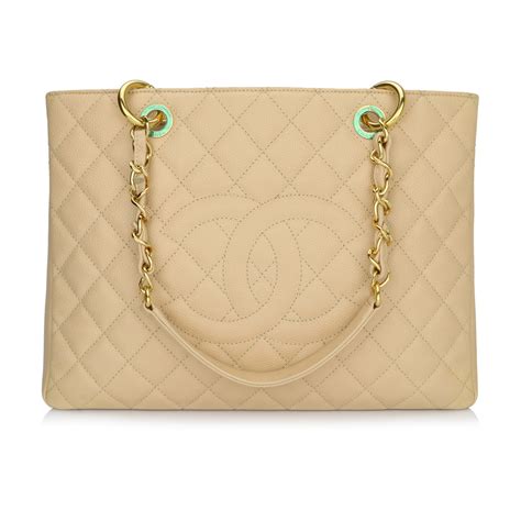 chanel gst beige gold hardware|Chanel shopping tote.